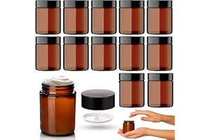 ‎VOLILA Braunglas Salbentiegel Gläschen mit Deckel (180ml x 12 Stück) - Glastiegel Creme Dosen zum Befüllen - Ideal als Kosmetik Aufbewahrung, für Cremes, Salben usw.