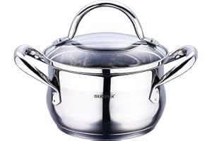 Bergner Gourmet - Casseroles acier inoxydable avec couvercle 24x13.5 cm 5.6l bon pour l'induction