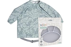 BIBaDO - Silicone Suction Divider Plate (Mist) - Toddler Plates - Help Develop Motor Skills - Durable, Dishwasher & Microwave Safe, BPA Free - Medical Grade - Baby Essentials - 6 Months to 3 Years