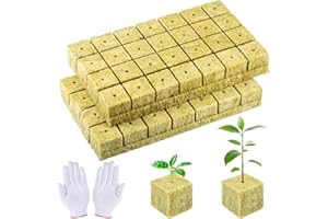 Starvortex 56 Pezzi Cubi di Lana di Roccia 4x4x4 cm con Guanti, per Idroponica, Torri Giardino e Coltivazione Senza Suolo. Ideali per Pomodori, Erbe, Orchidee e Eemina. Perfetti per Serra e Casa