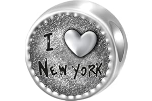 Andante-Stones Breloque en argent avec inscription « I Love New York » et inscription « I Love New York » et inscription « I Love New York » et « New York »