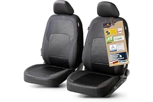 ‎WALSER Walser Premium Autositzbezüge Logan mit Reißverschluss Qualitätssieger Sehr Gut* Sitzbezüge Auto, Zipp-IT Schonbezüge, 2 Vordersitzbezüge schwarz/rot 11860