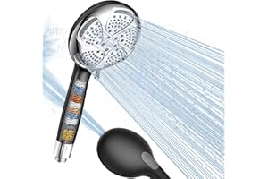 MEKO Alcachofa de Ducha con Filtro de 15 Pasos,Filtro de Ducha 6 +1 Modos de Rociado Cabezal de Ducha de Alta Presión，Cabezal Ducha con Filtro con Manguera de 1.5M