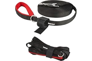 Lampop Training Lead for Dogs 10M Dog Leads Heavy Duty Strong Nylon Long Line Lead with Soft Padded Handle for Medium Large Small Dogs Training, Running, Play, Tracking, Camping (M,10m/33ft, Black)