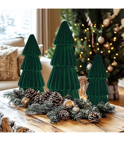 Papier Weihnachtsbaum Set – 3 Faltbare Waben-Tannenbäume In Grün, Mit Goldrand, Skandinavische Deko