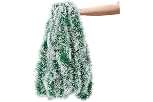 LOMIMOS 15 m girlanda bożonarodzeniowa jodła, zielona wieniec bożonarodzeniowa girlanda sztuczna jodła wisząca ornament świąteczne girlandy 9 cm dekoracja na imprezę do wnętrz i na zewnątrz