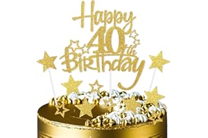 mciskin Gold Happy 40th Birthday Cake Toppers for Cake,Men Women 40th Birthday Decorations,Personalised 40 Cake Toppers,Gold Cake Decorations for Men Women Girls Boys Birthday Party Supplies
