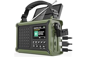 ROXICOSLY Kurbelradio, DAB/DAB+/UKW Notfallradio, mit 12000mAh Akku & 8500mm² Solarpanel & 650mA Handkurbel, Dynamo Solar Radio mit Bluetooth 5.0, Als Taschenlampe & Ladegerät, USB, Für Camping, Notfall(Grün)