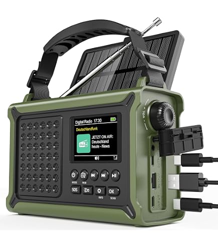 AM/FM/SW1/SW2 Zonne-radio Met Zaklamp – Noodradio Voor Camping, Storm En Buitengebruik – 1200 MAh Accu – 3 LED-lampjes – Sirene – Groen