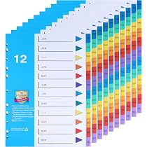 Lot De 5 Intercalaires Classeur A4 Plastique - Onglets Numérotés 1-5 Alphabétiques, Idéal Organisation Documents Bureau Et Maison