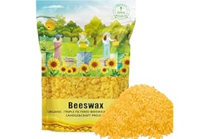Sukh Natural Organic Beeswax Pellets 453g - Yellow Beeswax for Candle Making Beewax Candle Wax Pure Natural Triple Filtered Bees Wax Pastilles for DIY Projects,Lip Balms,Lotions