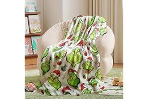 Ainvliya Decke Grin-ch Kuscheldecke Flauschig, Winterdecke Wärmedecke Fleecedecke, Schlafdecke Blanket - 3D Cartoon Drucken Reisedecke für Kinder, Mädchen, Erwachsene, Sofadecke 100x150 Bettwaren