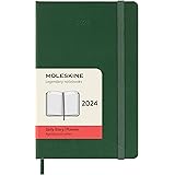 Moleskine Agenda Giornaliera 12 Mesi 2024, Agenda 2024, Formato Pocket 9x14, Copertina Rigida e Chiusura Elastica, Colore Ver