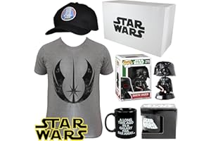 WOOTBOX Star Wars Collectors Ensemble de 4 pièces dans un coffret cadeau – Tasse en céramique de 350 ml, casquette de baseball de l'Alliance rebelle, Dark Vador POP et T-shirt Alliance rebelle Taille L