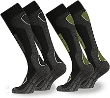 2 Paar Herren Skisocken / Snowboardsocken mit Polsterung | Thermosocken | Kniestrümpfe | Wintersocken | Funktionssocken