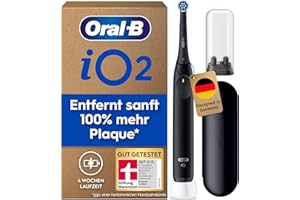 ‎ORAL-B Oral-B iO Series 2 Elektrische Zahnbürste — Electric Toothbrush, Inkl. 1 Aufsteckbürste, 3 Putzmodi für Zahnpflege, Magnet-Technologie, Reise-Etui, Aufsteckbürsten-Etui — Designed by Braun, Schwarz
