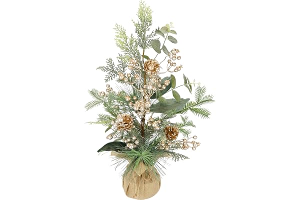 Flair Flower arrangemang av gran bär/kottar i kruka jularrangemang julblommor konstgjord blomma vinterblomma växt grenar arrangemang juldekoration bordsdekoration jul gran