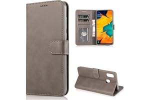 CTIUYA Custodia per Samsung Galaxy A20E, Cover Flip Case in Pelle Custodia Portafoglio con Porta Carte Magnetica Antiurto Protettiva Completa a Libro Cuoio Custodia per Samsung Galaxy A20E,Grigio