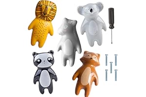 ED-Lumos 5 szt. gałki do szafy, zwierzęta, uchwyty do szuflady, do domu, kuchni, pokoju dziecięcego