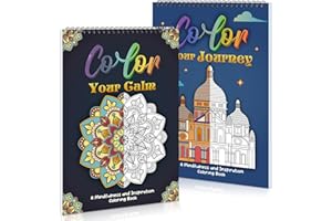 WSICSE 8.3×11.7in Adult Mandala Coloring Book for Relaxation, 2 Pack Adult Spiral Bound Coloring Books for Women with Inspirational Quotes, Mindfulness Stress Relief Patterns for Adults, Teens, Gift