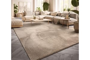 TT Home Large Rug Short Pile Monochrome Modern Design Washable, colour: Beige, Size:160x220 cm