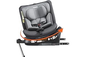 Jovikids I-Size Silla de Coche para Bebé y Niños Giratoria 360 ISOFIX 40-150 cm Grupo 0+1/2/3, 0 Meses - 12 Años, gris
