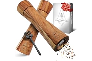 Schwarzwald Spirit Set de Moulin à Poivre et à Sel en Bois d'Acacia - Salières et Poivrières Manuelles, Rangement et Organisation de Cuisine – 21 cm