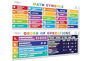 Sproutbrite Math Posters PEMDAS Neutral Boho/Bright MultiColors Order of Operations Symbols Mathematics Classroom Decorations for Teachers - Banners Bulletin Board and Wall Decor for Elementary and