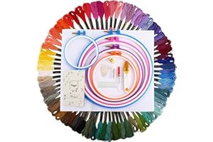 Fuyit Fils à Broderie Kit 134 Pièces, Fils à Broderie 72 Couleurs pour Broderie Point de Croix Tricotage Bracelets Brésiliens Broderie Kit des Outils Accessoires