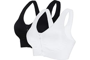 Vertvie Damen Zip Front Sport BH Vorderverschluss Push Up Ohne Bügel Bustier Running Bra Ringerrücken Strech Gepolstert Bralette für Fitness Yoga