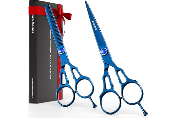 Kit Ciseau Coiffure Professionnel 5.5" Desépaississant Cheveux, Coupe Fourche, Ciseaux Barbe Homme, Accessoire Cheveux