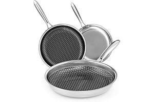 RIOVARM Acciaio inossidabile Set di padelle Induzione Antiaderente Padella Wok 20cm 26cm 30cm Lavabile in lavastoviglie Sicura per il forno Padelle e padelle universali per tutti i tipi di fornelli