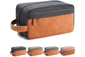 Lizzton Trousse de Toilette de Voyage pour Homme, Trousse de Toilette à Suspendre, Trousse Hydrofuge en Cuir synthétique, Trousse de Voyage pour Accessoires de Toilette, Noir