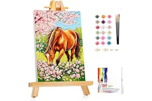 Häst måla efter siffror barn från 7 8 9 10 med ram staffli 20 x 30 cm