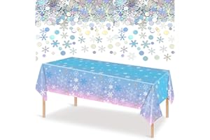 PHOGARY Frozen Birthday Party Decorations Supplies with 1 PCS Snowflake Frozen Tablecloth 500 PCS Snowflakes Table Confetti for Frozen Party Wedding Winter Wonderland Decorations DIY