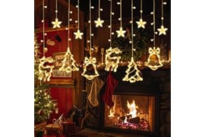 NLMWTI Lámpara de Ventosa de Navidad, 12 Piezas Luz de Ventana Navidad para Colgar​, Luz LED para Ventana con Ventosa, Luces de Decoración Navideña [Clase de eficiencia energética A]