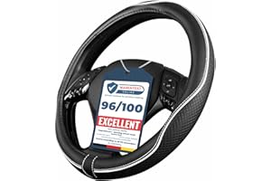 ‎UPGRADE4CARS Upgrade4cars Pokrowiec na kierownicę w kolorze białym, czarnym, o wyglądzie skóry, uniwersalny rozmiar 37-39 cm, na lato i zimę, akcesoria samochodowe do wnętrza samochodu