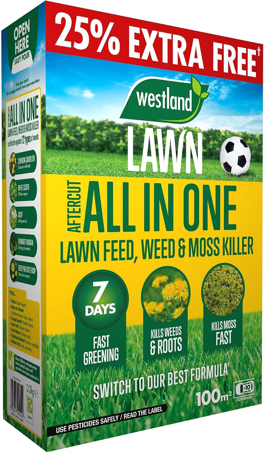 Westland Aftercut All In One Lawn Feed, Weed & Moss Killer 80m2+25% Extra Free Box UK