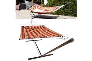 ‎VITA5 VITA5 Hängematte Outdoor -Gemütliche Hängematte mit Gestell für stundenlanges Entspannen im Garten, am Pool & Balkon-Großzügige Hängematte 2 Personen-Stabiler Rahmen -200kg Belastbarkeit