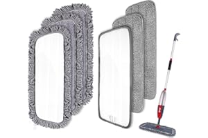 BUUROOHM Housse de Nettoyage Remplacement, 6PCS Microfibre de Balai Mop Remplacement pour Serpillère Spray/Nettoyeur Vapeur, Lot de 6 Housse de Nettoyage Rechange Mop de Tampon pour Balai/Plat(41x14cm)