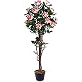 Best Artificial 4ft 120cm Rose Flower Tree garden conservatory office plant (Multi-Coloured)