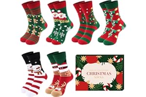 Niofind Weihnachtssocken Damen Herren 6 Paar, Lustige weihnachten socken 37-46, Unisex Weihnachtsmotiv Socken, Bunte Gemusterte Weihnachtsmann Neuheit Socken Weihnachten Geschenke