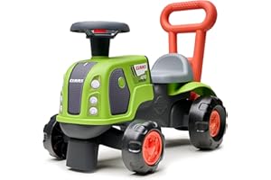 Falk - Porteur Tracteur Claas avec Barre Ergonomique d'aide à la Marche - Dès 12 Mois - 90% de Plastique recyclé - Fabriqué en France - 312, Vert