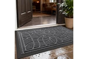 DEXI Felpudo Entrada Casa 44 x 75 cm, Felpudos Exterior Antideslizante y Lavable, Impermeable Alfombra Atrapar Suciedad para Puerta Principal, Balcón, Jardín, Gris Oscuro