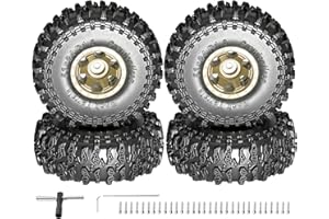 RcThjia 1.0 Beadlock Wheel Soft Tire Set RC Upgrade Part for Traxxas 1/18 TRX4M 1/24 RC Crawlers car Axial SCX24 FMS FCX24 Gladiator Bronco C10 JLU Deadbolt B17 Upgrade.(4Pcs/Set)