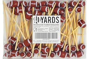 40YARDS cure-dents de football américain (50 pièces) / brochettes à burger/bâtonnet à cocktail comme décoration de fête