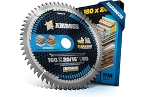 AMBOSS WERKZEUGE AMBOSS lame scie circulaire 160x20mm (aluminium) - lame de scie 160 avec 60 dents - lame scie circulaire Ø 160mm - compatible Festool: TS 55 F. TSC 55 K. HK 55. HKC 55. Bosch. Mafell