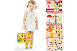 QianShouYan Busy Board Jouet Educatif pour Apprendre Motricité Fine, Jeux Planche Portable pour Enfants Tableau Activités Montessori 1 2 3 4 Ans, Bebe