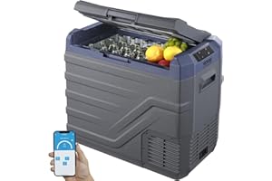 VEVOR Frigorifero per Auto, Frigo per Auto da 12 Volt, Congelatore Portatile a Zona Singola da 45 L con Luce Incorporata, 12/24V DC 100-240V AC Compressore per Esterno, Campeggio, Camper