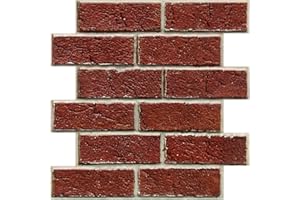 COMSTICKC Paneles de Pared 3D Autoadhesivos Ladrillo Rojo, 10 Piezas, 30 x 30 cm, 3D Ladrillo Papel Pintado Adhesivos, PVC 3D Decorativo Panel de Pared para Salón Oficina Cocina,Impermeables